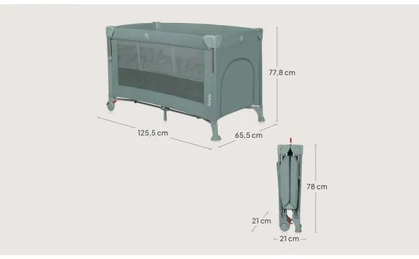 Lionelo - Lettino da viaggio 3 in 1 ELLEN Verde Salvia