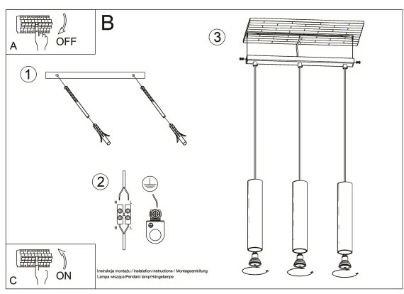 Sollux SL.1201 - Lampadario a sospensione con filo LAGOS 3xGU10/10W/230V oro
