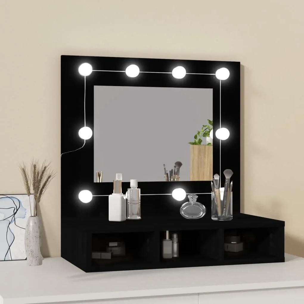 Mobile a specchio con led nero 60x31,5x62 cm