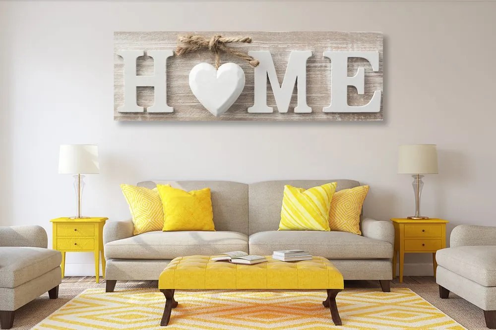 Quadro su tela – Con scritta Home in stile vintage