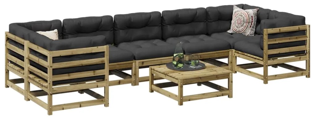 Set divani da giardino 8pz con cuscini legno impregnato di pino