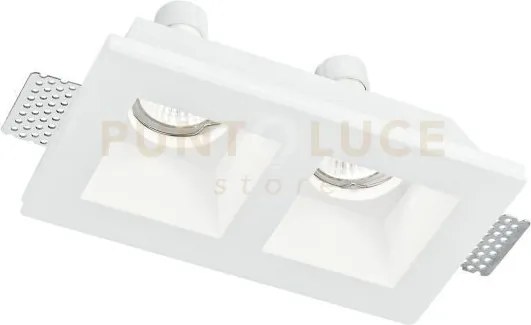 Incasso ghost bianco 2 luci attacco gu10 21,4x11,8x5,5cm in gesso v...