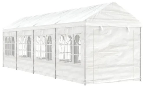 Gazebo con Tetto Bianco 8,92x2,28x2,69 m in Polietilene