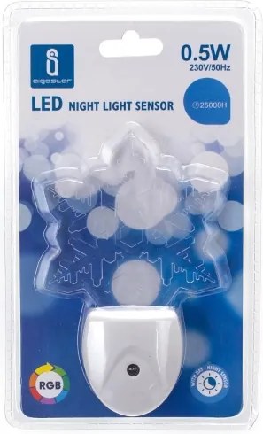 Aigostar - LED RGB Luce notturna con sensore crepuscolare LED/0,5W/230V fiocco di neve