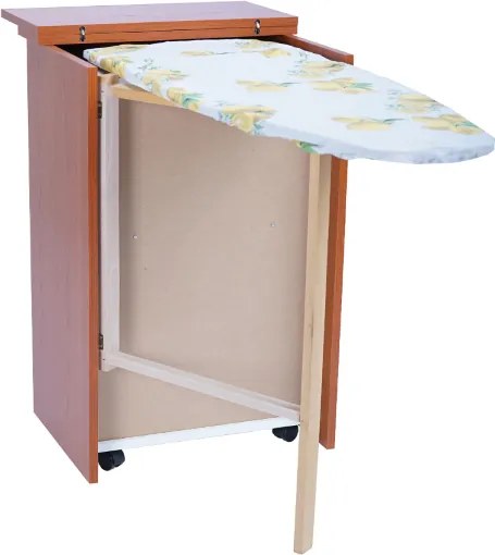 Mobile asse stiro a scomparsa in legno Ciliegio 55x85h cm con 1 anta e 2 cassetti