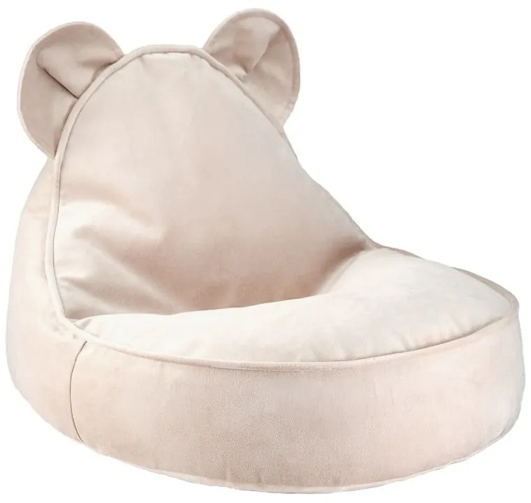 Pouf a sacco per bambini beige con rivestimento in velluto Bear – Wigiwama