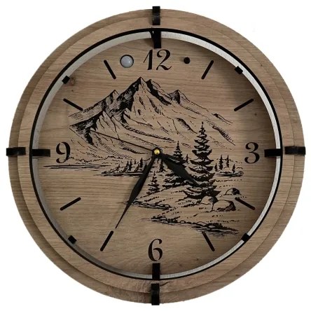 Li-Go 23697/DUB/BAT2 - Orologio LED dimmerabile con sensore, LED/1xAA, Ø 32 cm, rovere