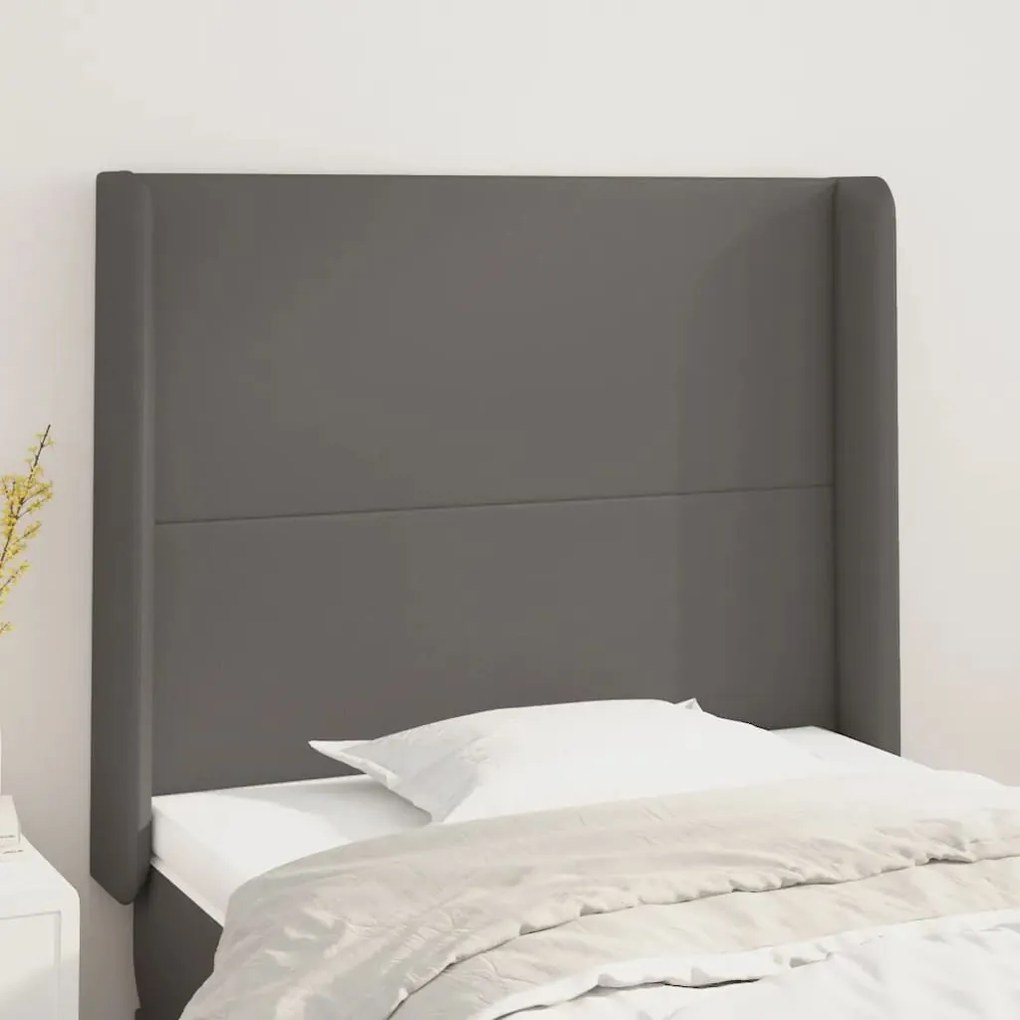 Testiera Ad Orecchio Grigio 93x16x118/128 Cm İn Similpelle /