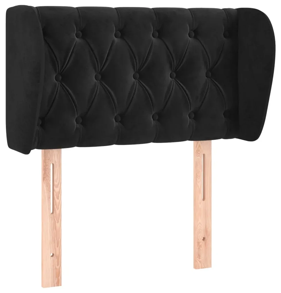 Testiera ad orecchio nera 83 x 23 x 78/88 cm in velluto