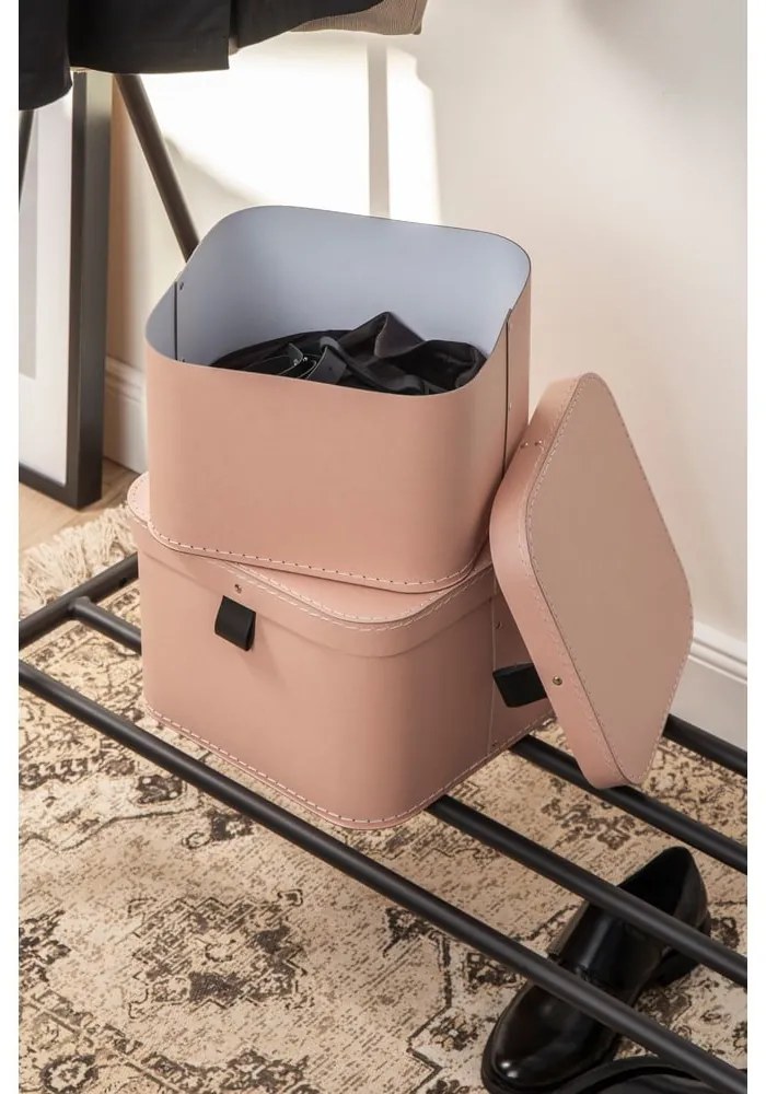 Scatole in set con coperchio rosa in cartone 2 pz 28,5x28,5x19,5 cm Ludvig Paper Laminate – Bigso