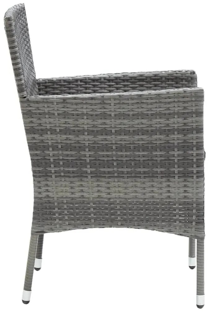 Set da Pranzo per Giardino 5 pz con Cuscini Polyrattan Grigio