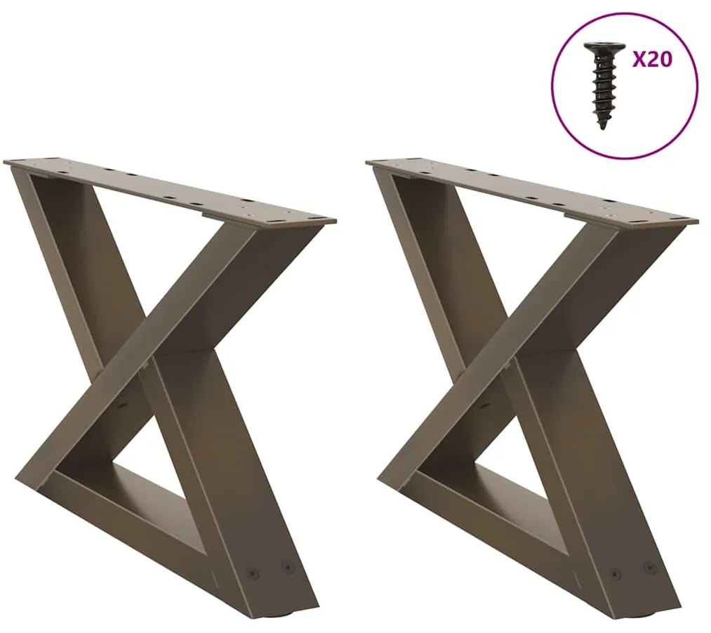 Gambe Per Tavolino 2 Pz Naturale 50x(30-31,3) Cm İn Acciaio /