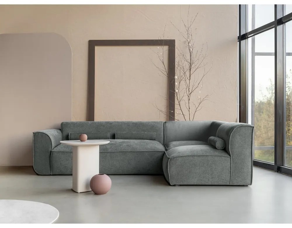 Divano angolare componibile in verde chiaro (con penisola a destra) Flex Felix – Miuform