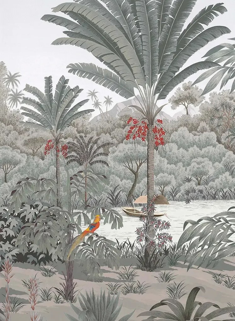 Isidore Leroy Carta da parati panoramica Riviere des Parfums Gris - A 1/2/3