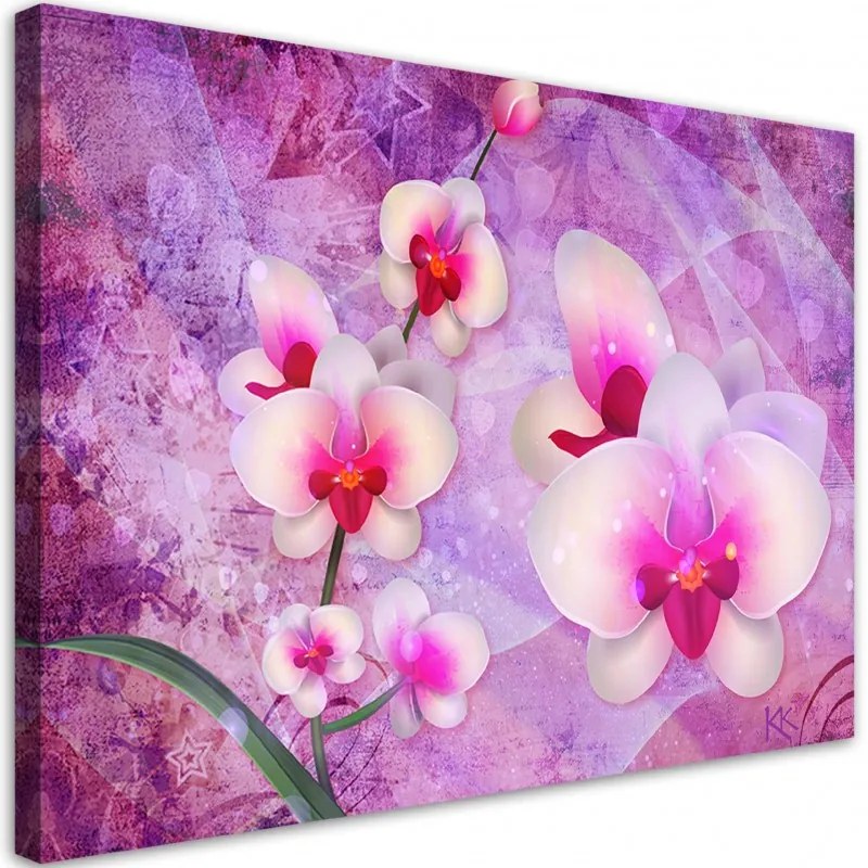 Quadro su tela, Astrazione dei fiori di orchidea  Dimensioni 120x80