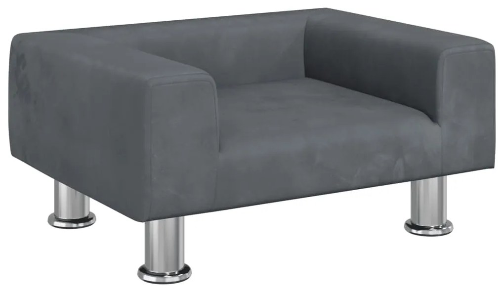 Divano per bambini grigio scuro 50x40x26,5 cm in velluto