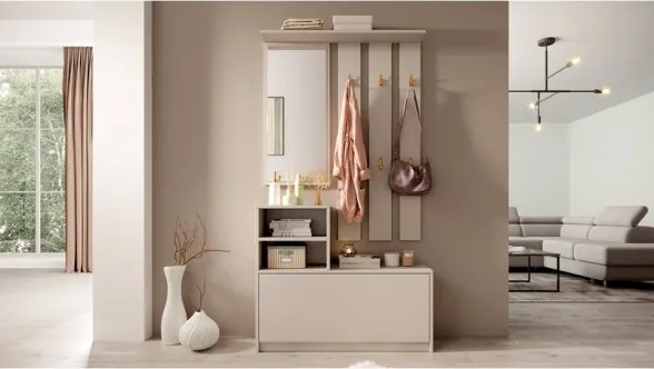 Mobile Da Ingresso  Con Scarpiera Appendiabiti E Specchio Lind Tortora