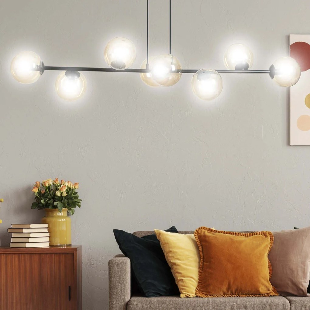 Lampadario a sospensione ROSSI 8 GRAFITE e MIELE
