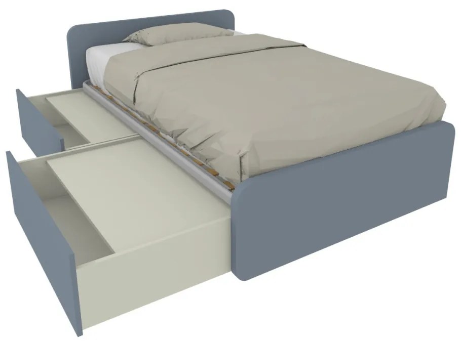 864C - Letto cameretta 120x190 1piazza e mezza con cassettoni estraibili e testate personalizzabili.Rete inclusa