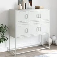 Credenza Bianca 100,5x39x107 cm in Acciaio Laminato a Freddo 846601