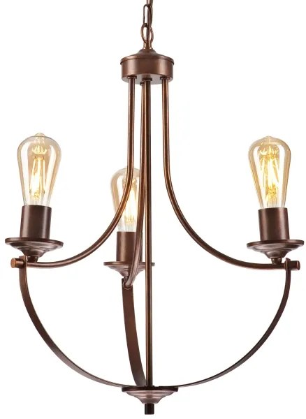 Lampadario a sospensione con catena GINA 3xE27/60W/230V marrone