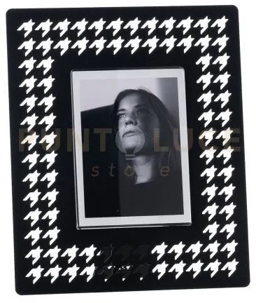 Portafoto di design pied de poule piccolo nero in ferro e polimetil...