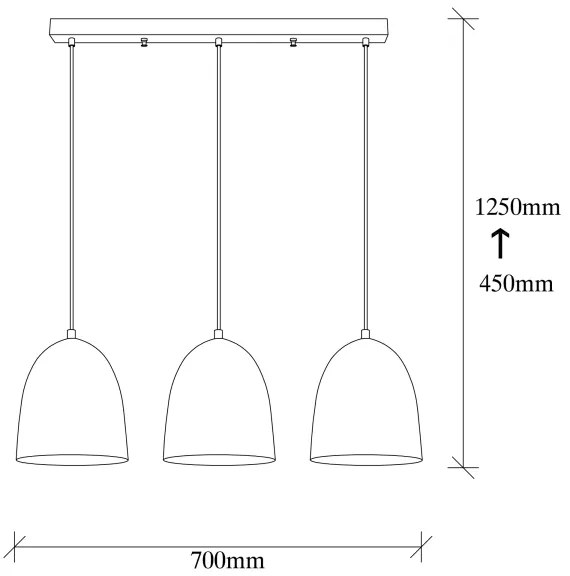 Lampadario a sospensione su cavo TATTOO 3xE27/40W/230V nero
