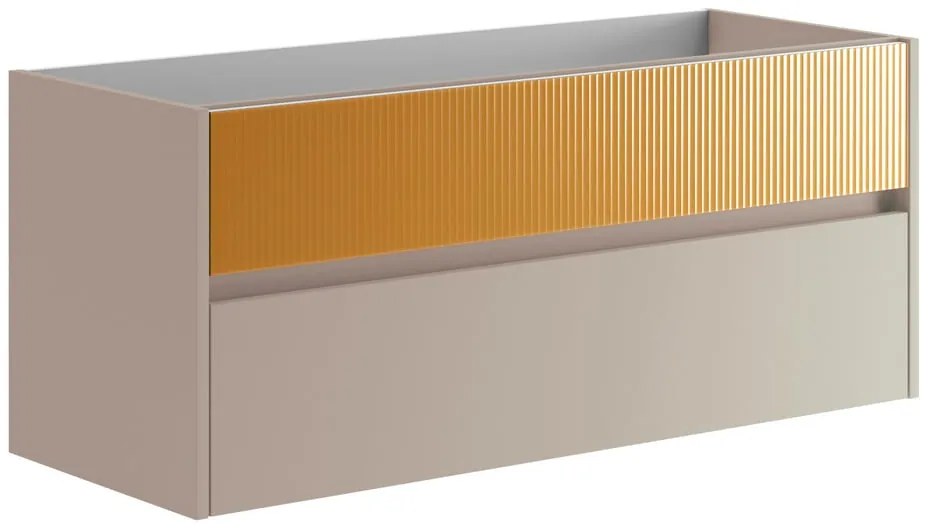 Mobile da bagno sospeso sotto lavabo L 119.5 x H 50 x P 45.5 cm beige laccato opaco, 2 cassetti VISOBATH Niwa