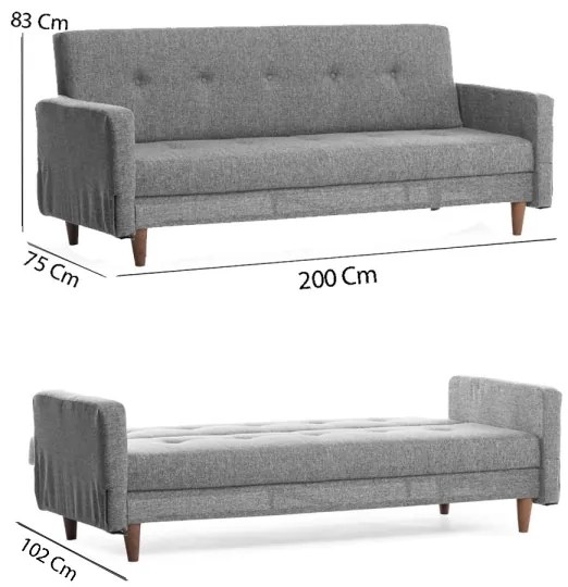 Divano a due posti NARA, grigio chiaro