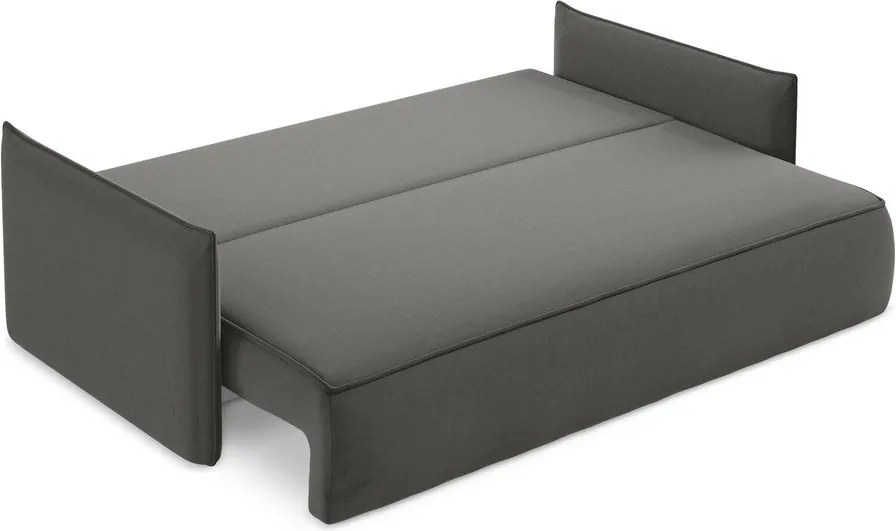 Divano grigio scuro allungabile/con contenitore con rivestimento in velluto 225 cm Hula – Makamii