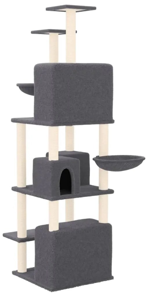 Albero per gatti con tiragraffi in sisal grigio scuro 180 cm