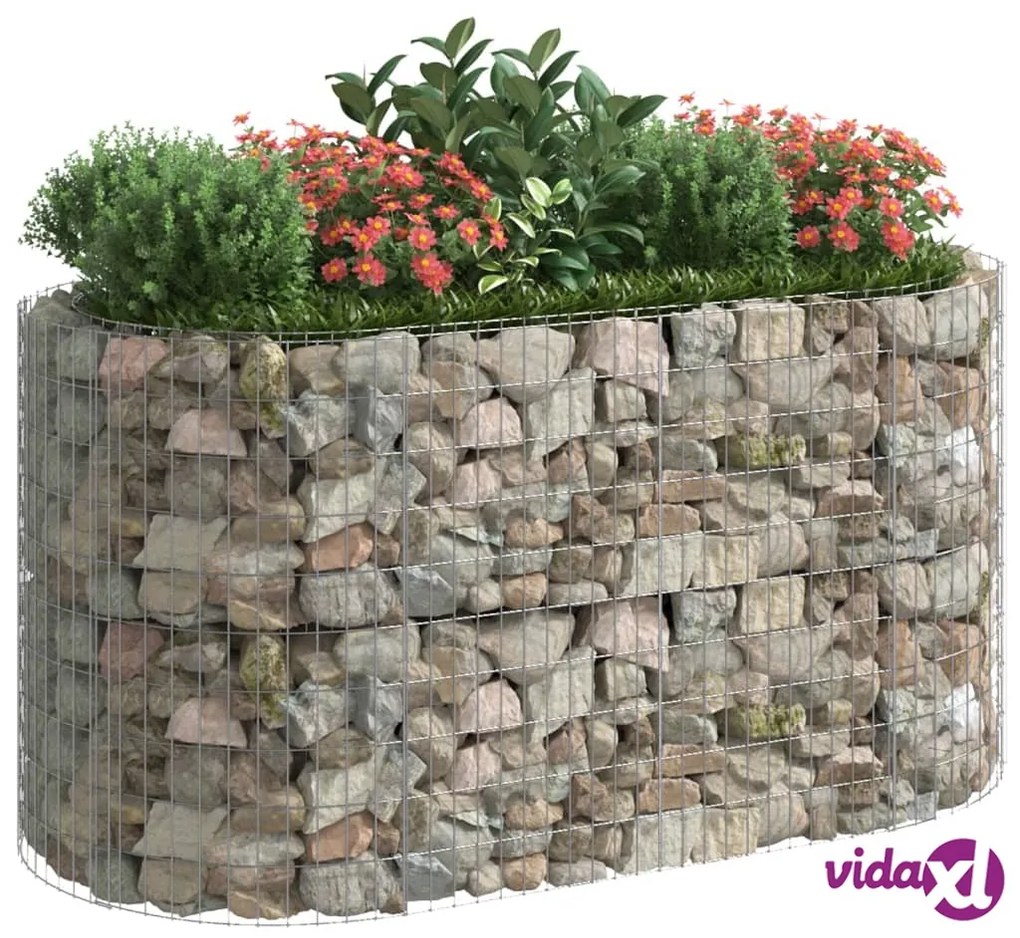 vidaXL Gabbione con Letto Rialzato in Ferro Zincato 200x100x100 cm