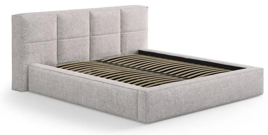 Letto matrimoniale imbottito beige con contenitore con rete inclusa 180x200 cm Simon Darren – Micadoni