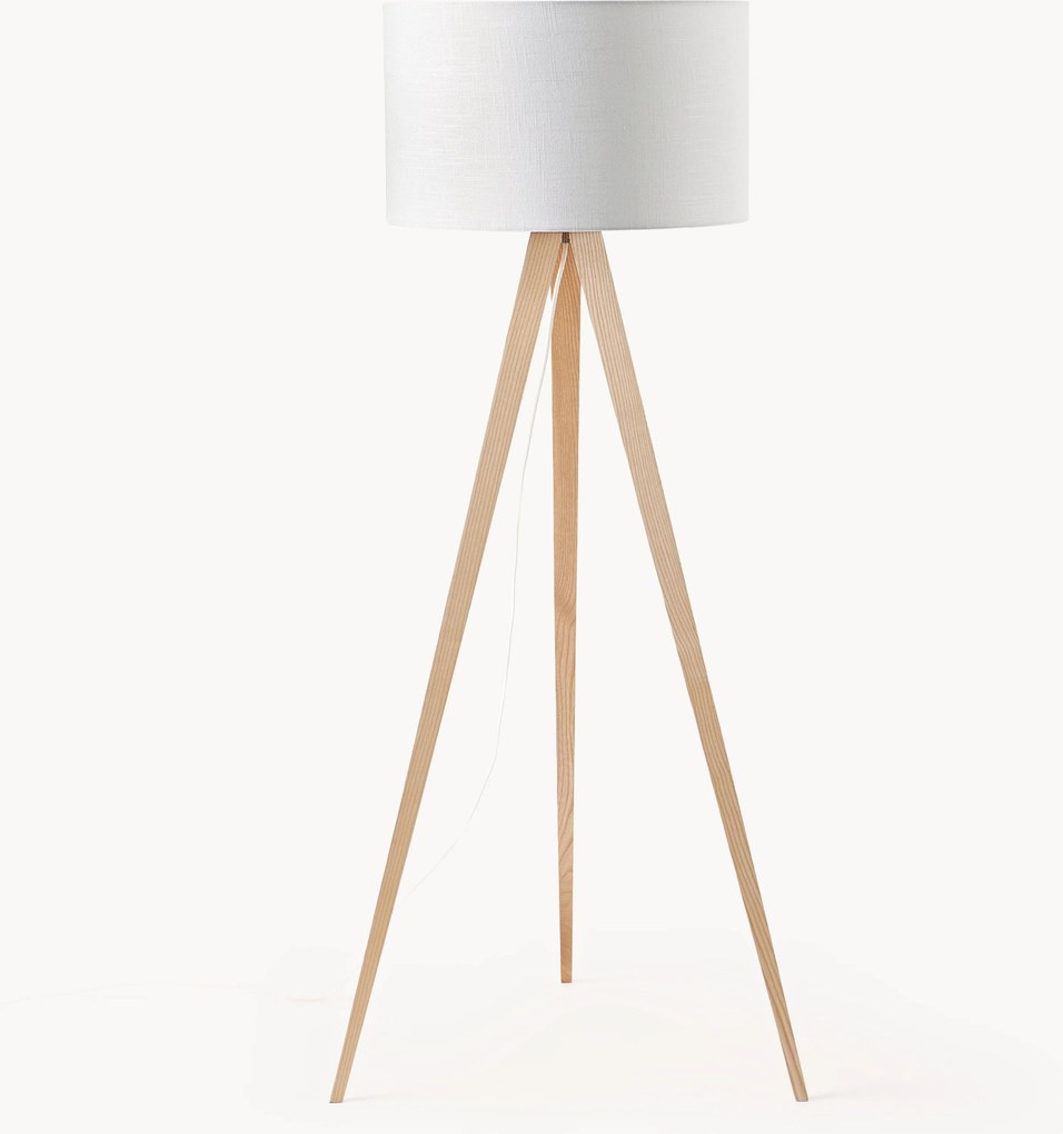 Lampada treppiede da terra in legno massiccio Jake