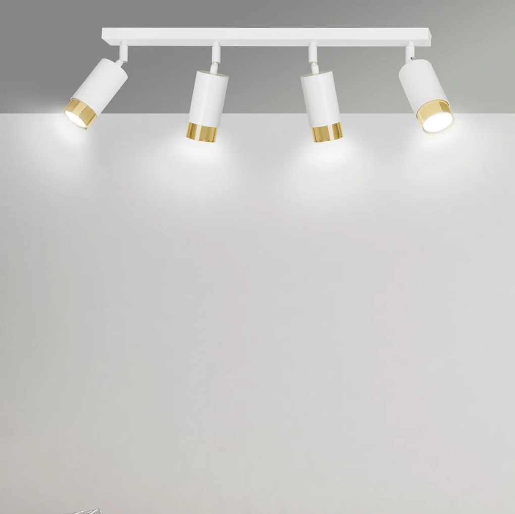 Lampada da Soffitto in Acciaio HIRO 4 Nero Cromo/Oro 4xGU10