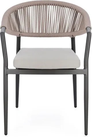 Sedia Da Esterno Impilabile Con Braccioli In Alluminio E Corda Millor Antracite E Khaki Bizzotto
