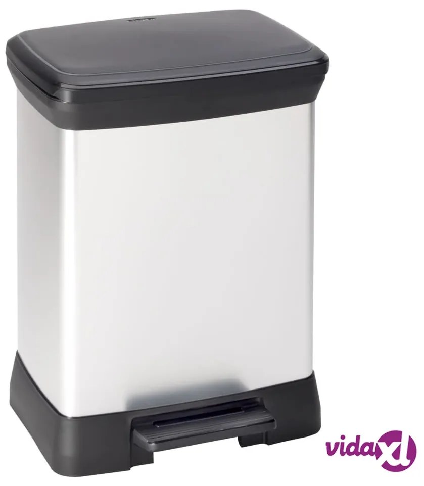 Curver Pattumiera a Pedale Deco Rettangolare 30 L Argento