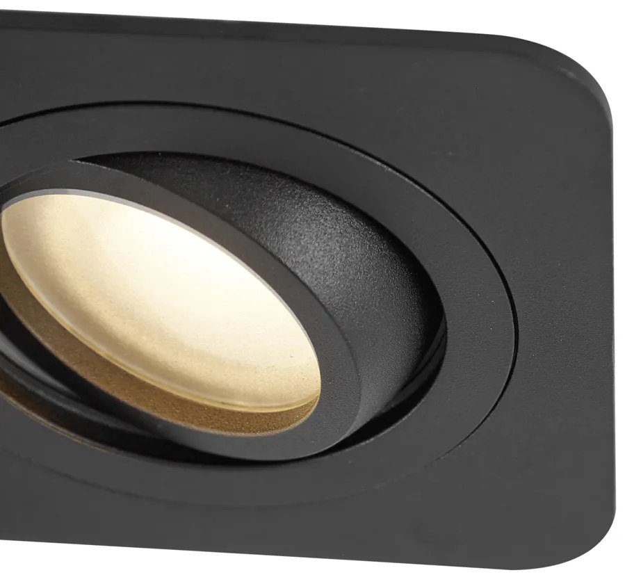 Set di 6 faretti da incasso neri arrotondati GU10 50mm orientabili e inclinabili IP44 - Alberto