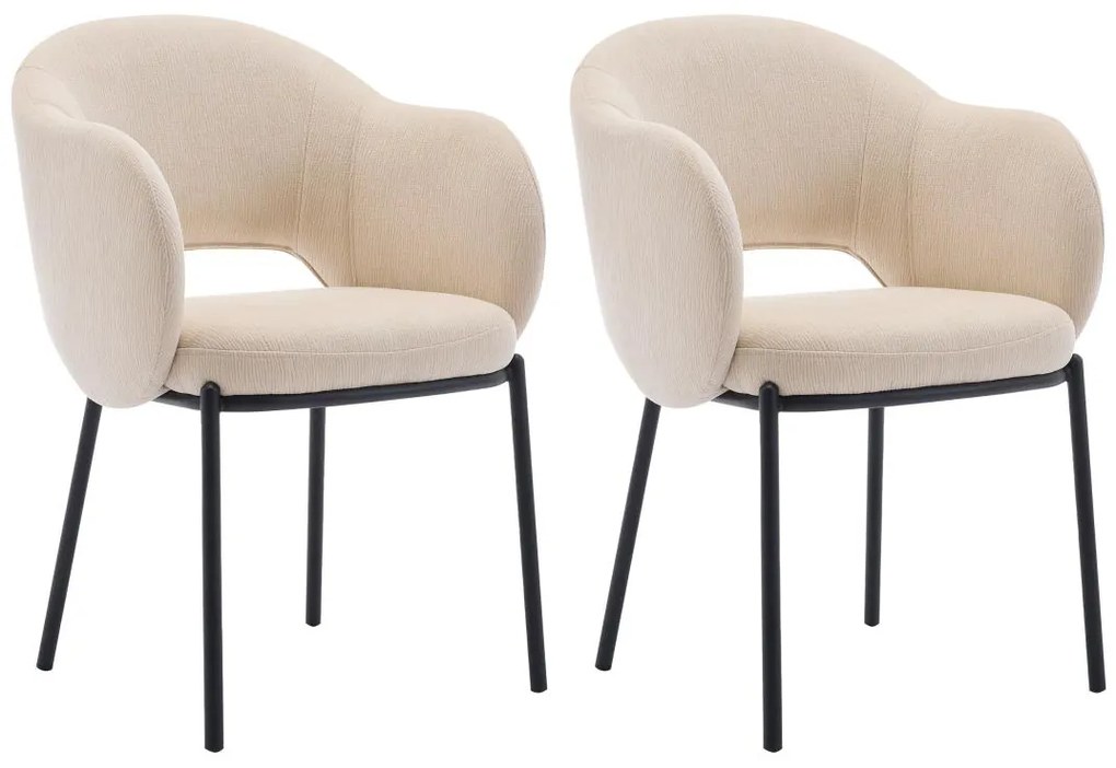 Sedia con braccioli in Tessuto testurizzato e Metallo Nero Beige - Lotto di 2 - ACACILIO