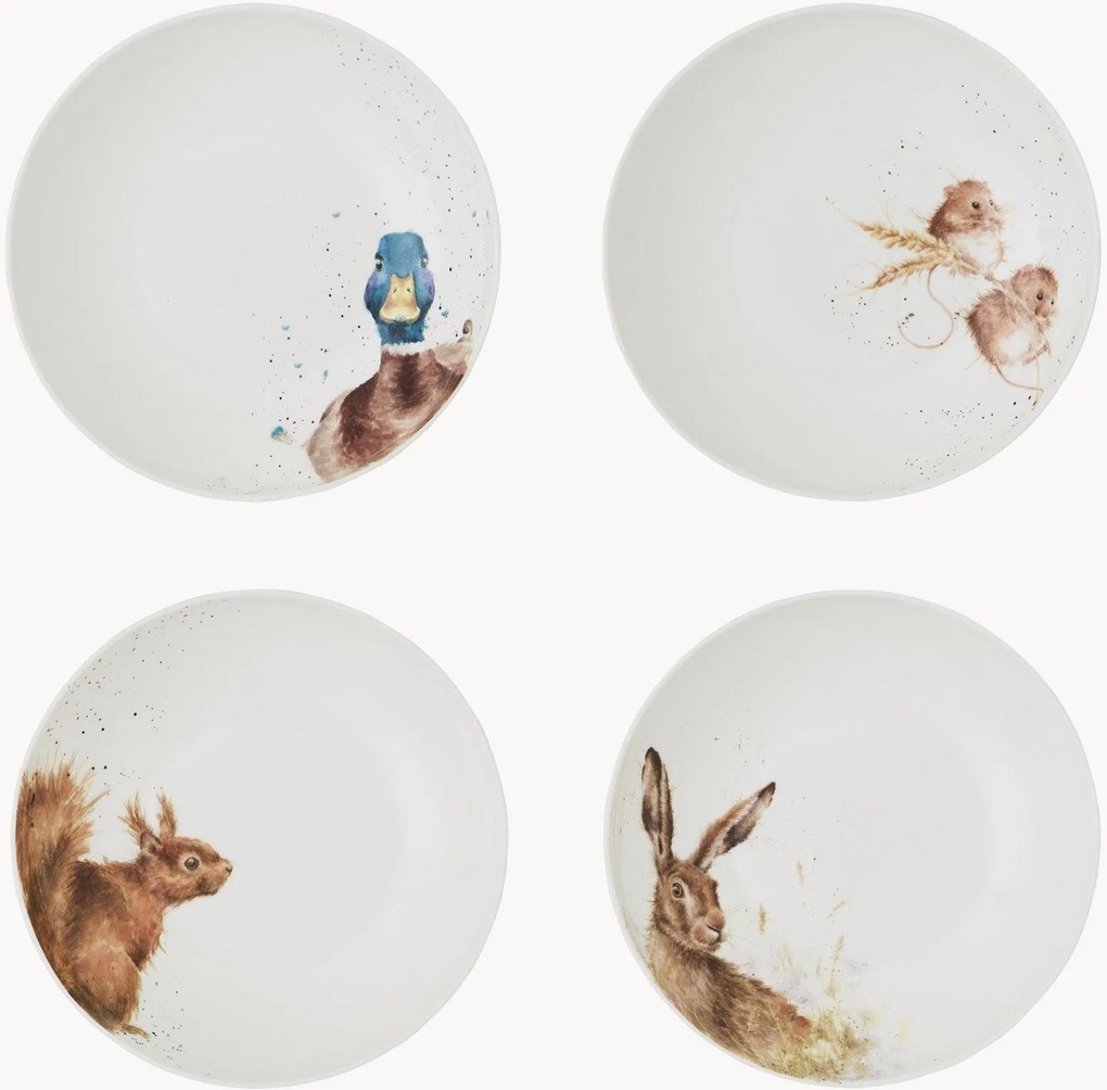 Set di 4 piatti fondi in Fine Bone China Worcester