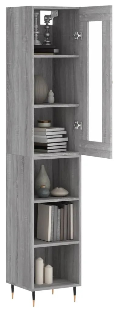 Credenza Grigio Sonoma 34,5x34x180 cm in Legno Multistrato