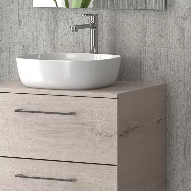 Mobiletto bagno 60 cm con due cassetti e piano per lavabo appoggio EL-60P - KAMALU