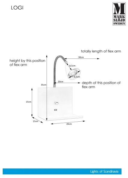 Markslöjd 107140 - Applique dimmerabile con USB LOGI 1xGU10/7W/230V