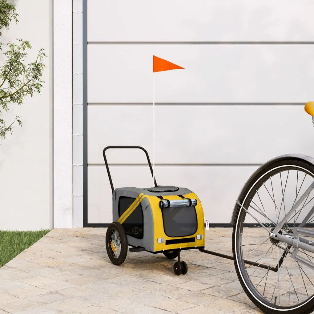 Rimorchio Da Bici Per Animali Giallo E Nero Oxford E Ferro /