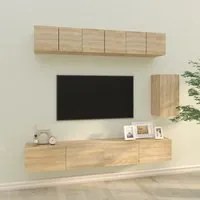 Set di Mobili Porta TV 6 pz Rovere Sonoma in Legno Multistrato 3114616