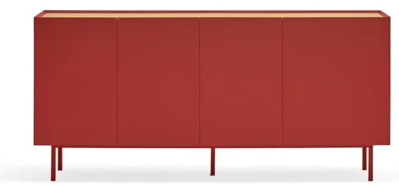 Cassettiera bassa rossa effetto rovere 165x78 cm Arista - Teulat