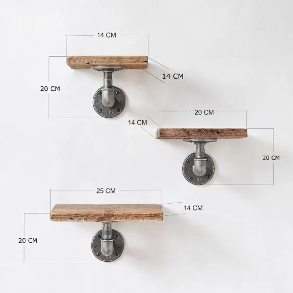 SET 3x Mensola BORURAF abete/nero