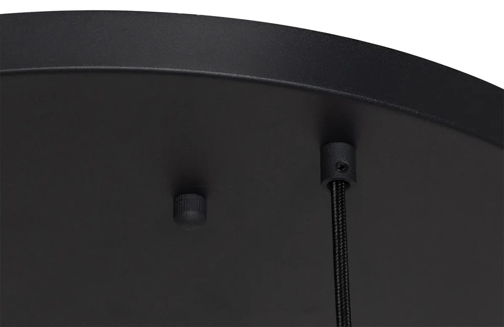 Lampadario Art Déco nero con vetro fumé rotondo 7 luci - Sandra