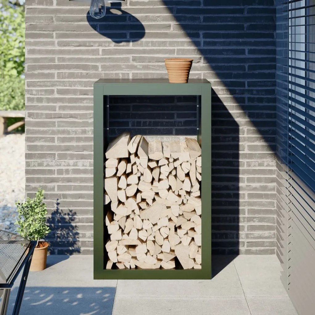 Rastrelliera Per Legna Da Ardere Verde 60x40x100 Cm İn Acciaio /
