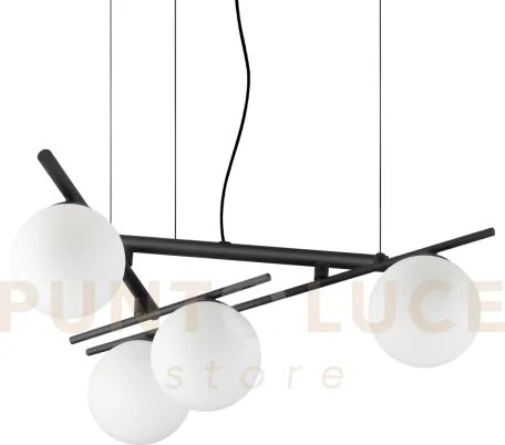 Atlas sospensione 4 luci attacco g9 colore nero in metallo e diffus...